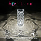 The RosaLumi | LED Crystal Rose Table Lamp | 16 Color Modes Simple Showcase